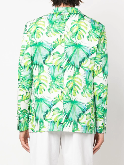 Billionaire Palm-tree Print Blazer In Weiss