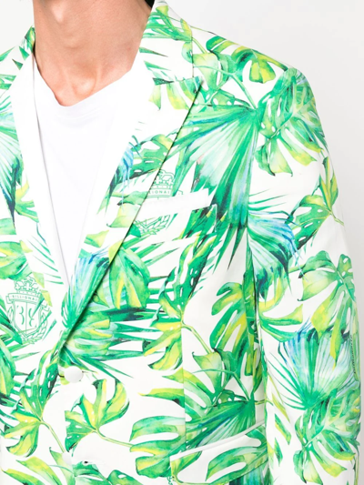 Billionaire Palm-tree Print Blazer In Weiss