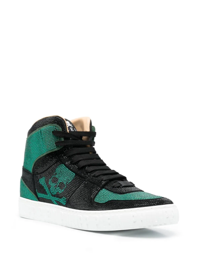 Shop Philipp Plein Strass High-top Sneakers In Schwarz