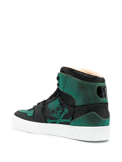 Shop Philipp Plein Strass High-top Sneakers In Schwarz