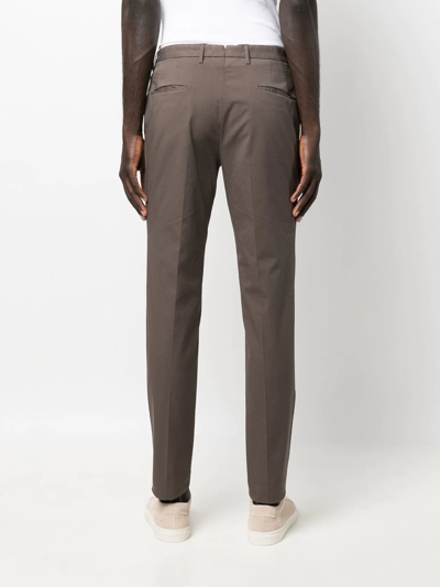 Shop Incotex Slim-cut Tailored Trousers In Brown