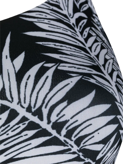 Shop Palm Angels Leaf-print One-shoulder Bikini Top In Black