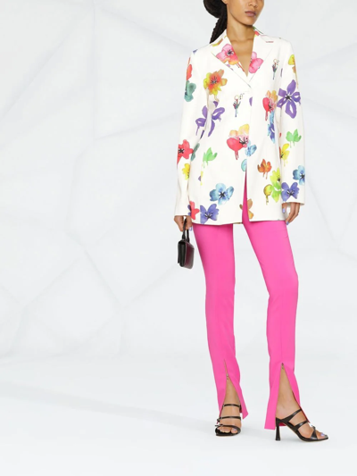 Off-white Floral-print Single-breasted Blazer In Nude