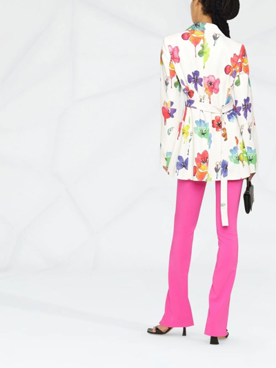 Off-white Floral-print Single-breasted Blazer In Nude