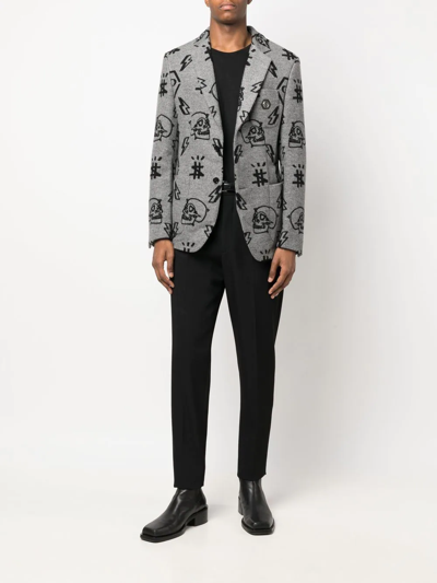 Shop Philipp Plein Graphic-print Blazer In Grau