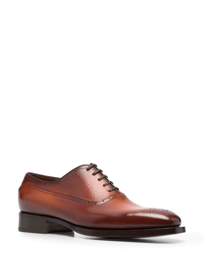 Santoni Perforated-detail Leather Brogues In Brown