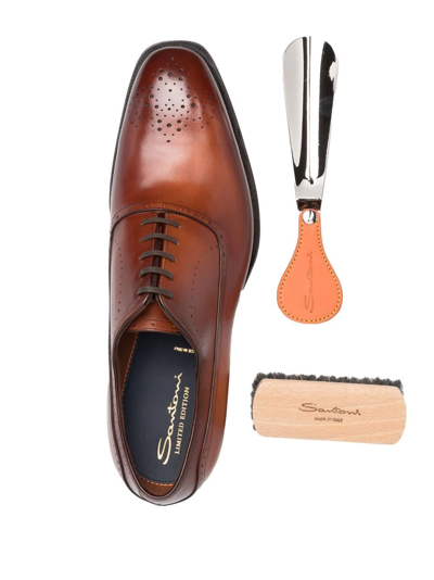 Santoni Perforated-detail Leather Brogues In Brown