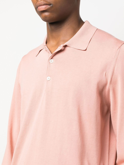 Canali Long-sleeve Polo Shirt In Rosa