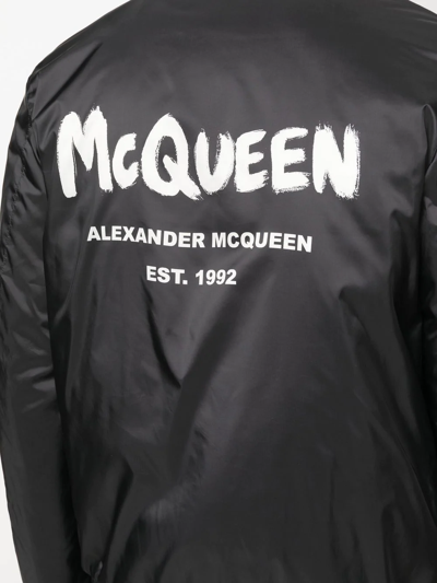 Shop Alexander Mcqueen Logo-print Bomber Jacket In Schwarz