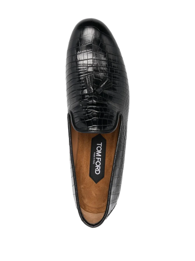 Shop Tom Ford Crocodile-embossed Leather Loafers In Schwarz
