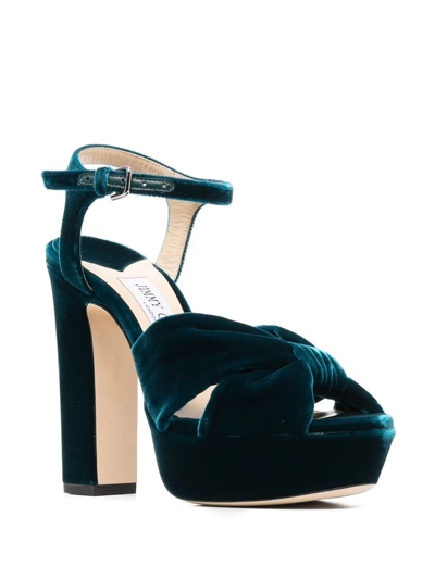 Shop Jimmy Choo Heloise Velvet Sandals In Blau