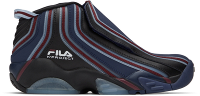 Shop Y/project Navy Fila Edition Stackhouse Sneakers In Blk/nvy