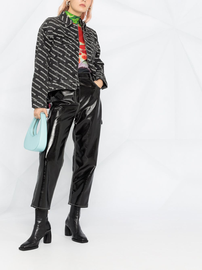 Alexander Wang Printed Denim Jacket In Grey