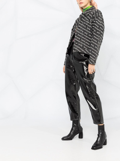 Alexander Wang Printed Denim Jacket In Grey