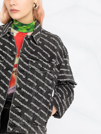 Alexander Wang Printed Denim Jacket In Grey