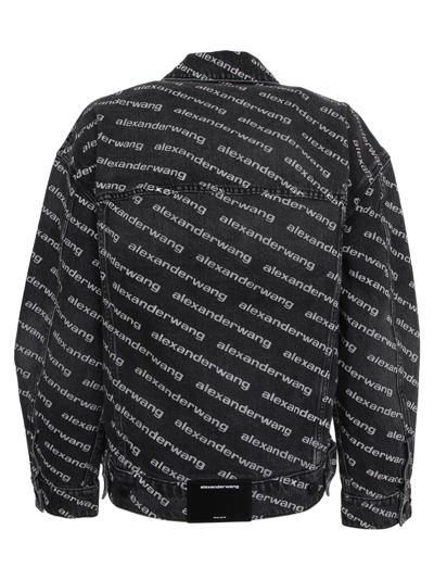 Alexander Wang Printed Denim Jacket In Grey