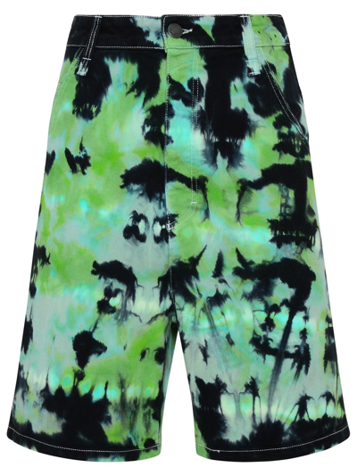 Shop Ami Alexandre Mattiussi Cotton Denim Bermuda Shorts In Green