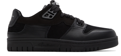 Shop Acne Studios Black Leather Low Top Sneakers In Z33 Black/black