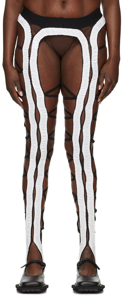 Shop Sinéad O’dwyer White Silk Harness Tights In 002 Black 001 White