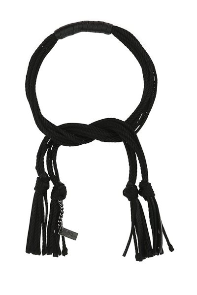 Shop Saint Laurent Tassel Knot Bracelet In Black