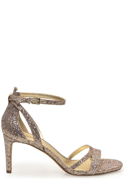 Shop Michael Michael Kors Kimberley Glittered Sandals In Gold