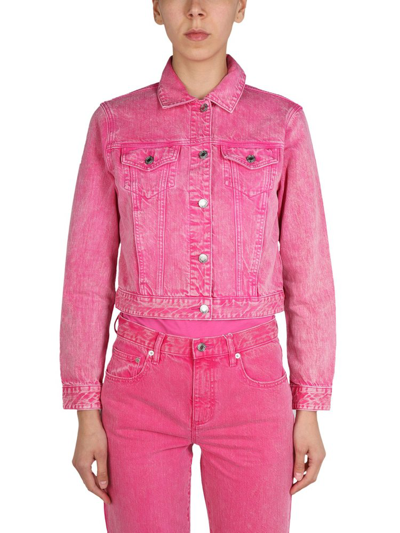 Shop Michael Michael Kors Buttoned Denim Jacket In Pink