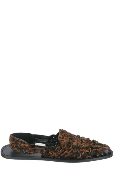 Shop Saint Laurent Leopard Print Intertwined Sandals In Multi