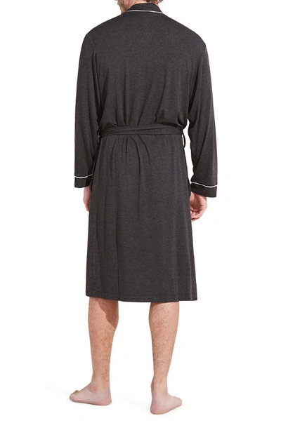 Shop Eberjey William Lightweight Jersey Knit Robe In Charcoal Heather/ Ivory