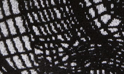 Shop Balmain Jacquard Mini Sweater Dress In Eab Eab Noir/ Blanc