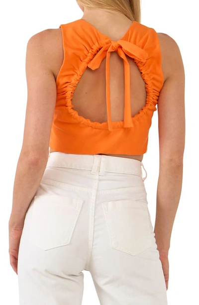 Grey Lab Open Back Cotton Knit Crop Top In Orange