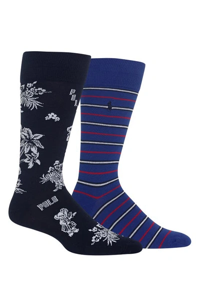 Shop Polo Ralph Lauren Bearwaiian 2-pack Socks In Navy/ Royal