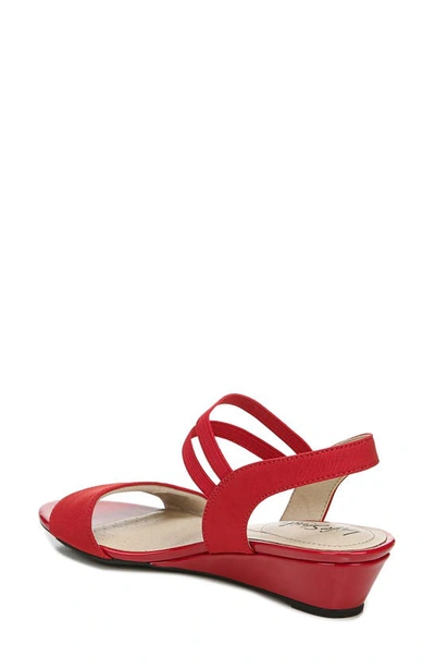 Lifestride Yolo Womens Solid Ankle Strap Wedge Sandals In Red