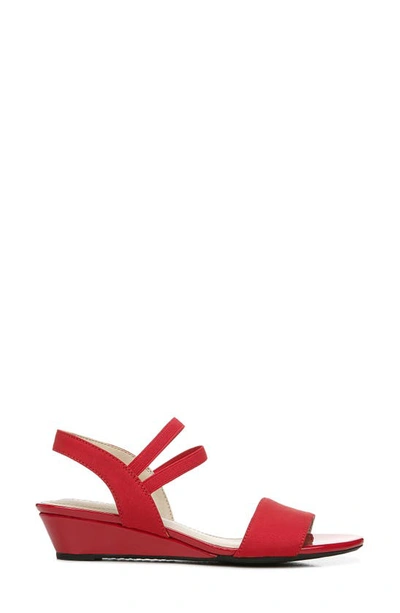 Lifestride Yolo Womens Solid Ankle Strap Wedge Sandals In Red