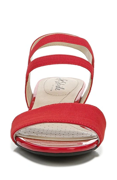 Lifestride Yolo Womens Solid Ankle Strap Wedge Sandals In Red