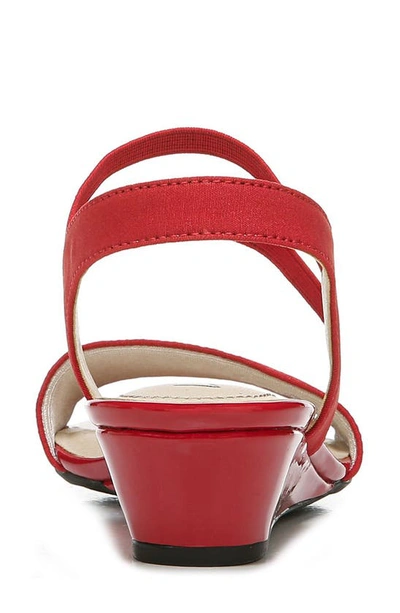 Lifestride Yolo Womens Solid Ankle Strap Wedge Sandals In Red