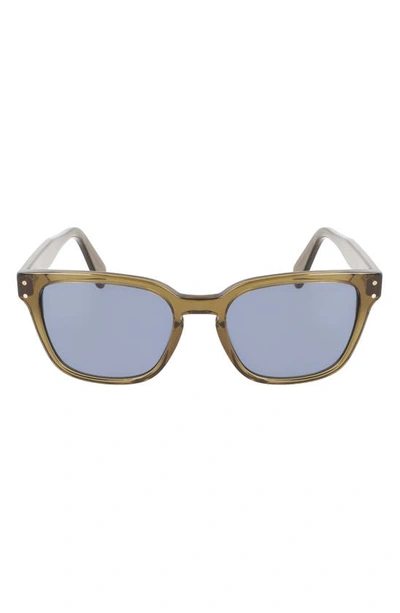 Shop Ferragamo Gancini 55mm Rectangular Sunglasses In Transparent Khaki