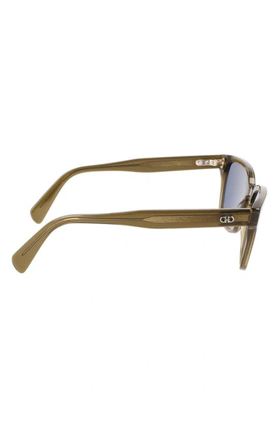 Shop Ferragamo Gancini 55mm Rectangular Sunglasses In Transparent Khaki