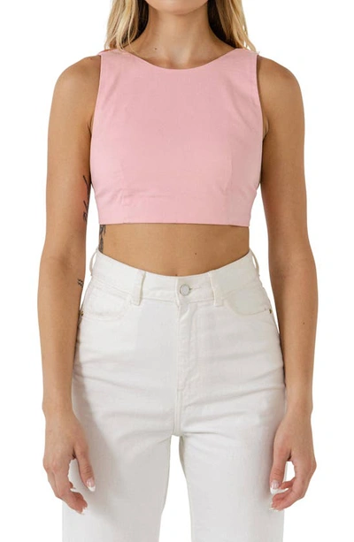 Grey Lab Open Elastic Back Crop Tank In Pink