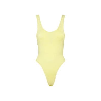 Shop Reina Olga Ruby Stretch Design Sleeveless Swimsuit In Yellow