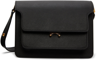 Shop Marni Black Medium Saffiano Trunk Shoulder Bag In Zn99n Black