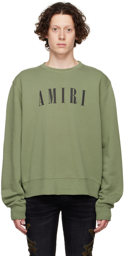 Shop Amiri Khaki Cotton Sweatshirt In Military Green / Blu