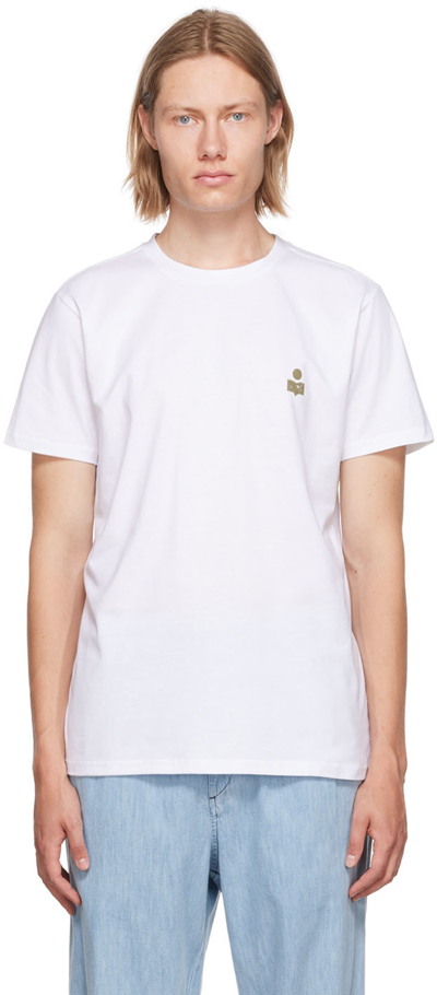 Shop Isabel Marant White Zafferh T-shirt In Khwh Khaki/white