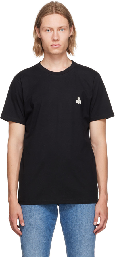 Shop Isabel Marant Black Zafferh T-shirt In Bkec Black/ecru