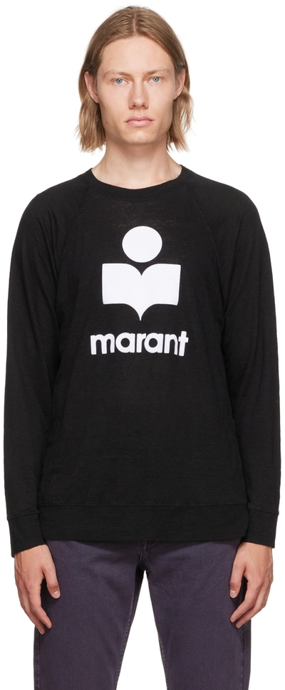 Shop Isabel Marant Black Kieffer Long Sleeve T-shirt In 01bk Black