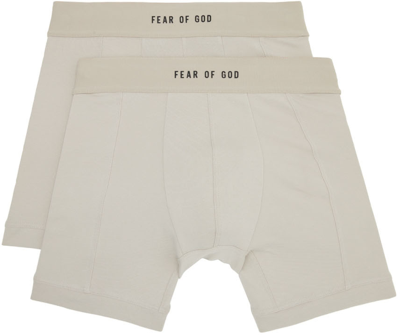 Shop Fear Of God Two-pack Beige Boxers In Cement