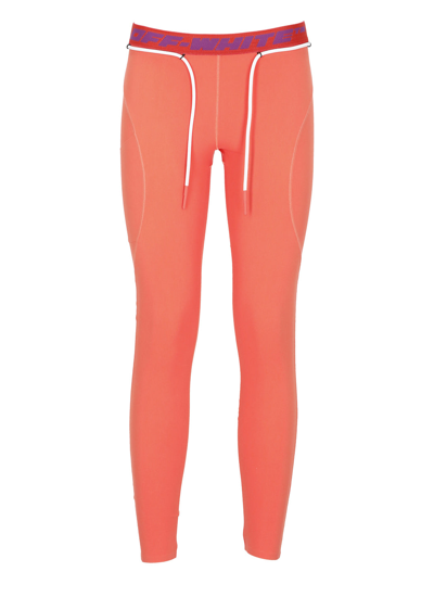 Shop Off-white Trousers In Coral Red