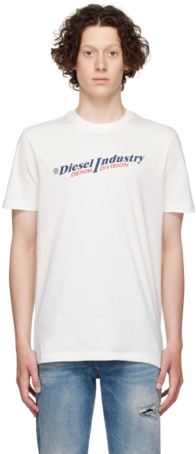 Shop Diesel White T-diegor-ind T-shirt In 141
