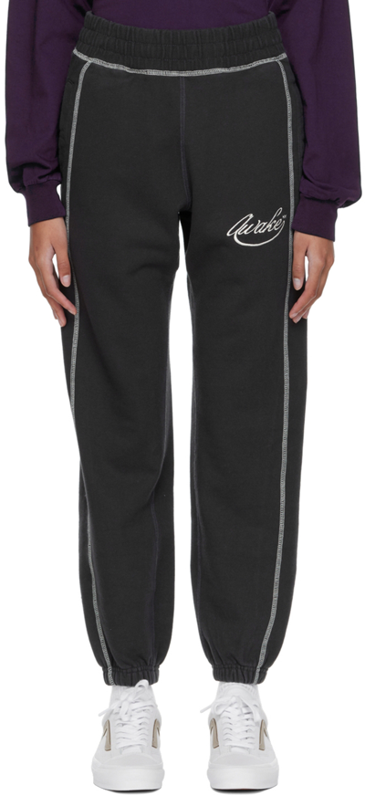 Awake Ny Black Cotton Lounge Pants In Black