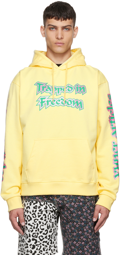 Shop Vyner Articles Yellow Organic Cotton Hoodie In Yellow/multi