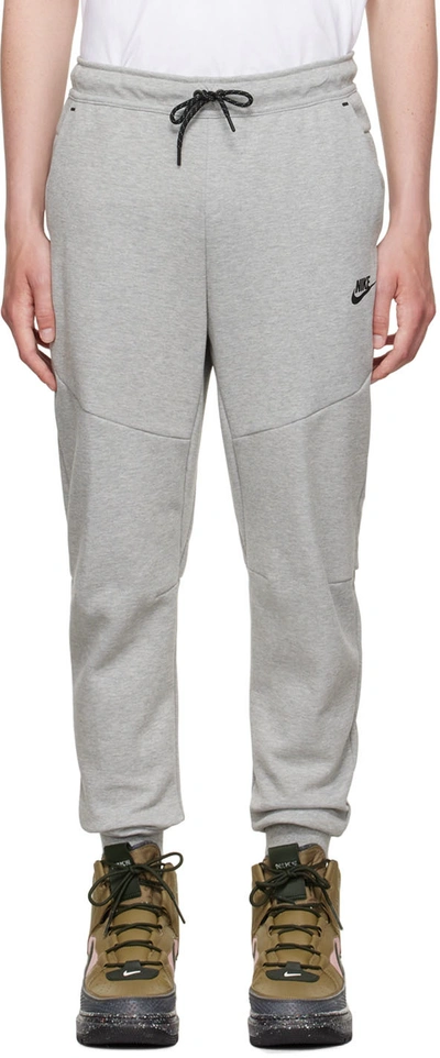 Shop Nike Gray Cotton Lounge Pants In Dk Grey Heather/blac